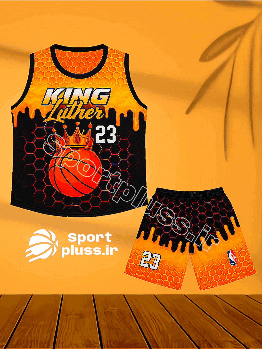 تاپ و شلوارک بسکتبالی مردانه عسلی با قیمت ارزان
