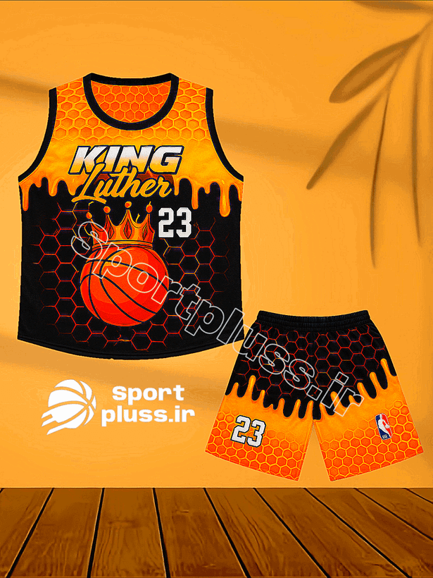 تاپ و شلوارک بسکتبالی مردانه عسلی با قیمت ارزان